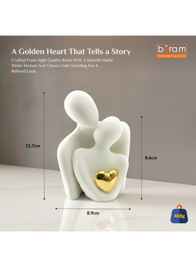 BERAM White Cherished Hearts for Men and Women Unisex Romantic Heart Sculpture Gift Modern White Resin Décor for Couples Anniversary Wedding Valentine’s Day Home and Office Decoration - Image 2
